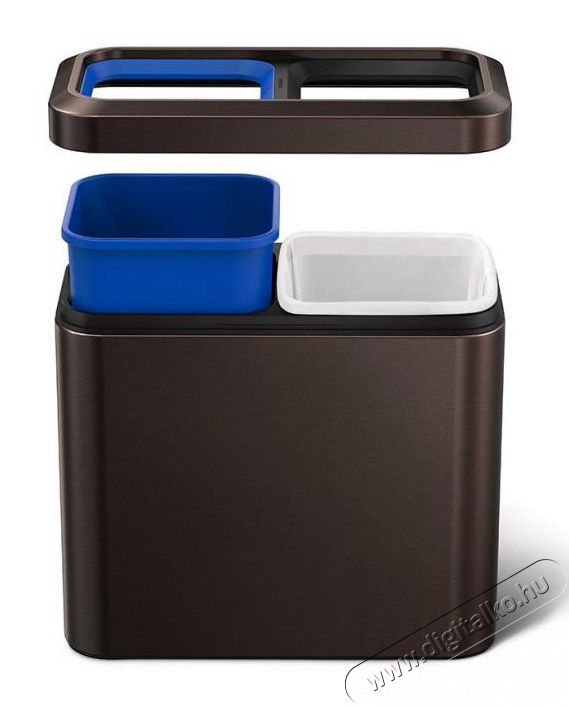 SimpleHuman CW2037 20 literes nyitott tetejű, szelektív acél szemetes - sötét bronz Háztartás / Otthon / Kültér - Lakásfelszerelés - Szemetes - 308941