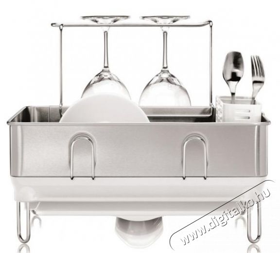 SimpleHuman KT1167 rozsdamentes acél keretes edény szárító, borospohár tartóval - fehér Konyhai termékek - Mosogató - Edény szárító / tartó - 310552