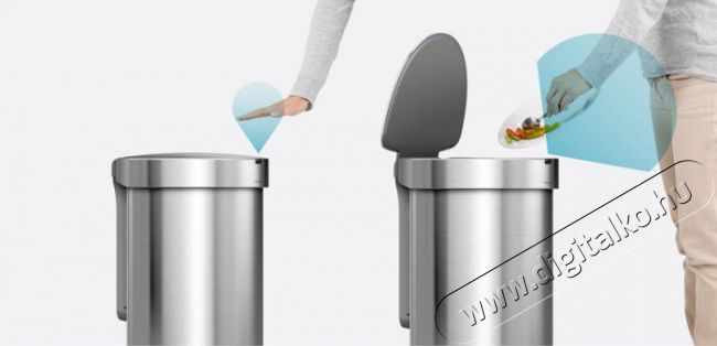 SimpleHuman ST2018 45 literes rozsdamentes félkör alakú szenzoros szemetes - fehér Háztartás / Otthon / Kültér - Lakásfelszerelés - Szemetes - 325288