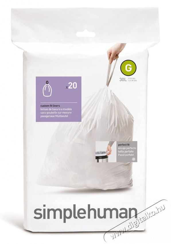 SimpleHuman CW0166 G-típusú egyedi méretezésű szemetes zsák újratöltő csomag (1 x 20 zsák / csomag) Háztartás / Otthon / Kültér - Lakásfelszerelés - Szemetes zsák / kiegészítő - 300414