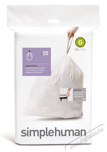SimpleHuman CW0166 G-típusú egyedi méretezésű szemetes zsák újratöltő csomag (1 x 20 zsák / csomag) Háztartás / Otthon / Kültér - Lakásfelszerelés - Szemetes zsák / kiegészítő - 300414