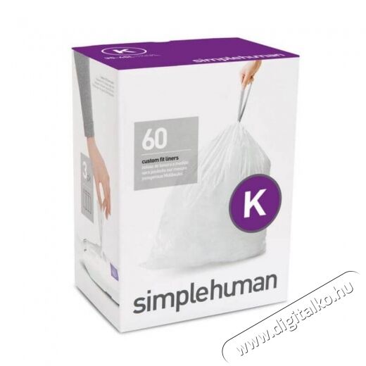 SimpleHuman CW0260 K-típusú egyedi méretezésű szemetes zsák újratöltő csomag (60 db) Háztartás / Otthon / Kültér - Lakásfelszerelés - Szemetes zsák / kiegészítő - 349931