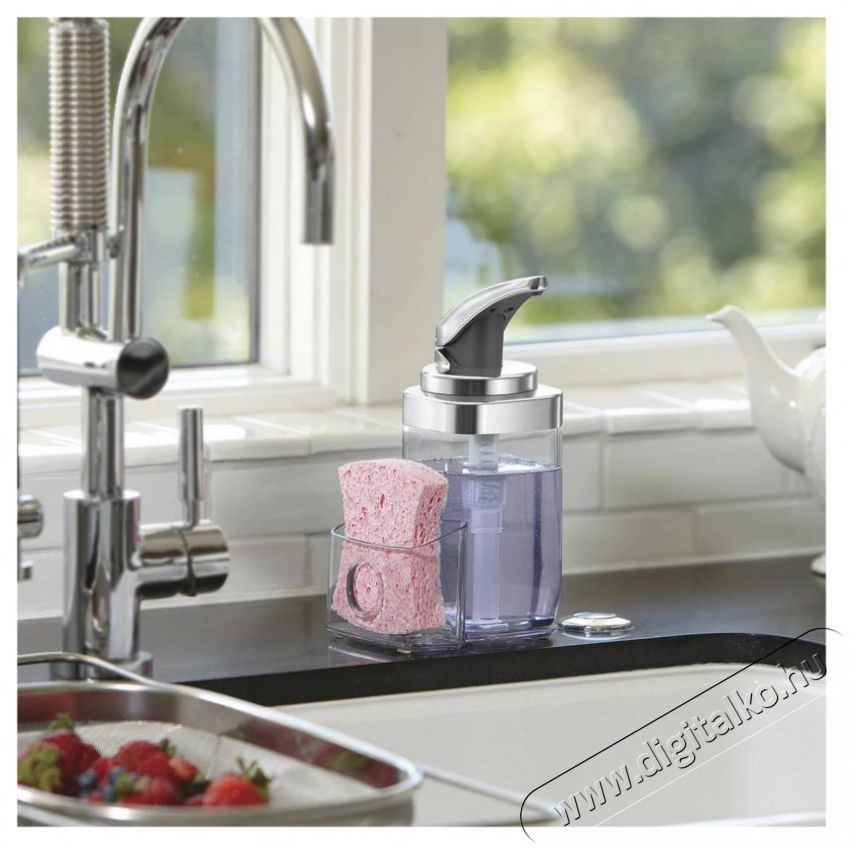 SimpleHuman KT1189 650 ml-es pumpás szappanadagoló szivacstartóval, szálcsiszolt Háztartás / Otthon / Kültér - Fürdőszoba / wc - Szappan adagoló - 381276