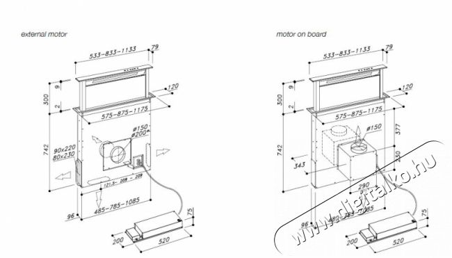 Sirius S-DD2-TC/L EM 58 cm pultba építhető páraelszívó - fekete Konyhai termékek - Páraelszívó - Pultba építhető - 356499