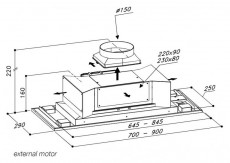 Sirius SL 903 P EM 70cm beépíthető páraelszívó - inox (motor nélkül) Konyhai termékek - Páraelszívó - Beépíthető / kihúzható - 356610