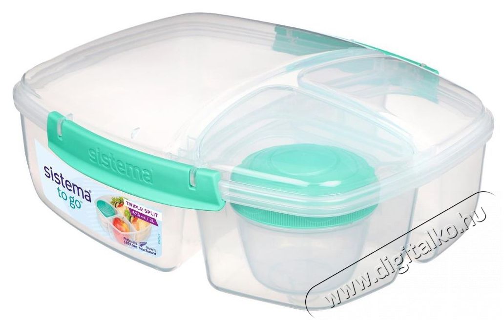 Sistema H&aacute;romrekeszes &eacute;telt&aacute;rol&oacute; doboz + joghurt tart&oacute;, 2 l, mentaz&ouml;ld Konyhai term&eacute;kek - Ed&eacute;ny - &Eacute;telt&aacute;rol&oacute; - 520627