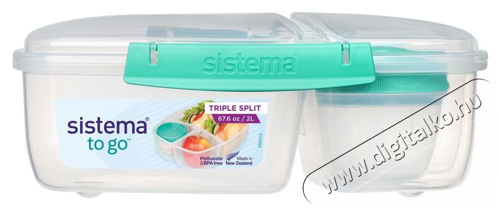 Sistema H&aacute;romrekeszes &eacute;telt&aacute;rol&oacute; doboz + joghurt tart&oacute;, 2 l, mentaz&ouml;ld Konyhai term&eacute;kek - Ed&eacute;ny - &Eacute;telt&aacute;rol&oacute; - 520627