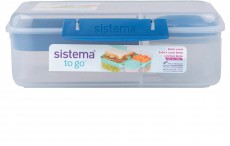 Sistema To Go Ételtároló doboz + joghurt tartó, 1,65 l, 3 rekeszes, kék Konyhai termékek - Edény - Ételtároló - 530089