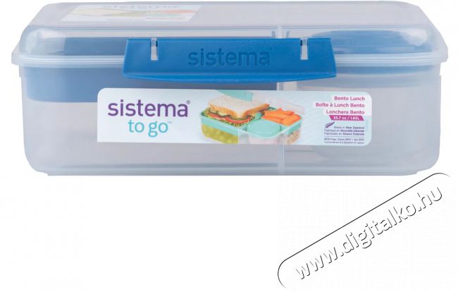 Sistema To Go Ételtároló doboz + joghurt tartó, 1,65 l, 3 rekeszes, kék Konyhai termékek - Edény - Ételtároló - 530089
