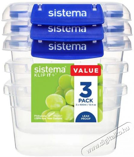 Sistema Ételtároló doboz szett, 3 db, 2 csattal, 400 ml Konyhai termékek - Edény - Ételtároló - 530080