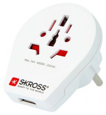 Skross SKR-WORLDTOEUUSB (World To EU) földelt USB csatlakozó Háztartás / Otthon / Kültér - Világítás / elektromosság - Hálózati elosztó / hosszabbító / adapter - 387558