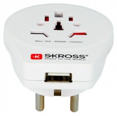 Skross SKR-WORLDTOEUUSB (World To EU) földelt USB csatlakozó Háztartás / Otthon / Kültér - Világítás / elektromosság - Hálózati elosztó / hosszabbító / adapter - 387558