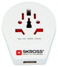 Skross SKR-WORLDTOEUUSB (World To EU) földelt USB csatlakozó Háztartás / Otthon / Kültér - Világítás / elektromosság - Hálózati elosztó / hosszabbító / adapter - 387558