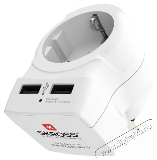 Skross csatlakozó átalakító az Egyesült Királyságba, beépített USB töltővel Tv kiegészítők - Kábel / csatlakozó - Csatlakozó / elosztó / átalakító - 406950