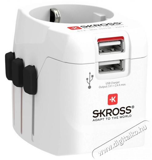 Skross PROLIGHTUSB-2A utazó adapter Háztartás / Otthon / Kültér - Világítás / elektromosság - Hálózati elosztó / hosszabbító / adapter - 408357