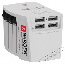 Skross MUVUSB-4XA 4xUSB töltő bemenettel világutazó adapter Háztartás / Otthon / Kültér - Világítás / elektromosság - Hálózati elosztó / hosszabbító / adapter - 455109