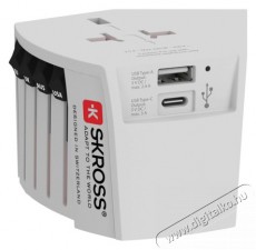 Skross MUVUSB-A-C USB/Type-C töltő bemenettel világutazó adapter Háztartás / Otthon / Kültér - Világítás / elektromosság - Hálózati elosztó / hosszabbító / adapter - 455108