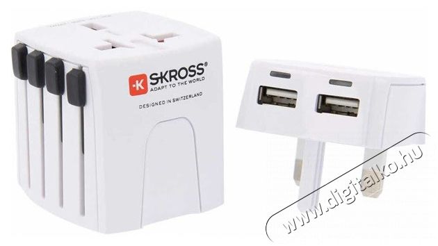 Skross MUVUSB-2-4-A 2xUSB töltő bemenettel világutazó adapter Háztartás / Otthon / Kültér - Világítás / elektromosság - Hálózati elosztó / hosszabbító / adapter - 455110