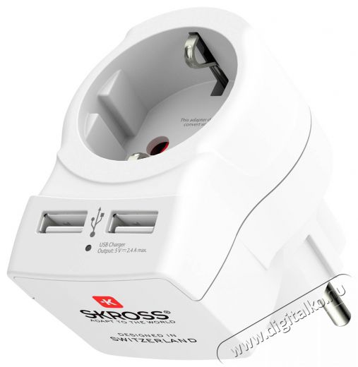 Skross EUTOEU-USB 2xUSB töltő adapter Háztartás / Otthon / Kültér - Világítás / elektromosság - Hálózati elosztó / hosszabbító / adapter - 455105