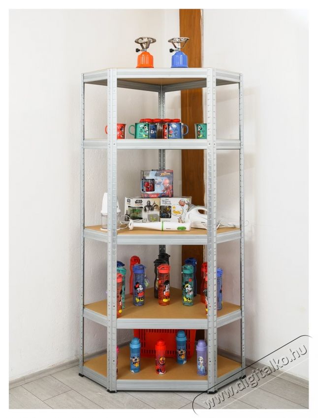 SmartStorage f&eacute;m sarokpolc 180x90x90x40cm 5 db MDF polc H&aacute;ztart&aacute;s / Otthon / K&uuml;lt&eacute;r - Egy&eacute;b h&aacute;ztart&aacute;si term&eacute;k - 535724