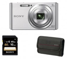 SONY DSC-W830 fényképezőgép + 16GB kártya + tok - ezüst Fényképezőgép / kamera - Kompakt fényképezőgép - Normál tudású kompakt - 310115