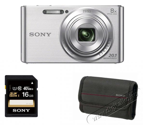 SONY DSC-W830 fényképezőgép + 16GB kártya + tok - ezüst Fényképezőgép / kamera - Kompakt fényképezőgép - Normál tudású kompakt - 310115