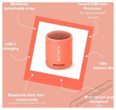 SONY SRSXB13P.CE7 vezeték nélküli hangszóró - rózsaszín Audio-Video / Hifi / Multimédia - Hordozható, vezeték nélküli / bluetooth hangsugárzó - Hordozható, vezeték nélküli / bluetooth hangsugárzó - 380513