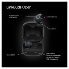 SONY WF-L910 Linkbuds Open True Wireless Bluetooth fekete fülhallgató Audio-Video / Hifi / Multimédia - Fül és Fejhallgatók - Fülhallgató - 507470