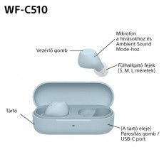 SONY WFC510L.CE7 True Wireless Bluetooth kék fülhallgató Audio-Video / Hifi / Multimédia - Hordozható, vezeték nélküli / bluetooth hangsugárzó - Hordozható, vezeték nélküli / bluetooth hangsugárzó - 507125