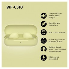 SONY WFC510Y.CE7 True Wireless Bluetooth sárga fülhallgató Audio-Video / Hifi / Multimédia - Hordozható, vezeték nélküli / bluetooth hangsugárzó - Hordozható, vezeték nélküli / bluetooth hangsugárzó - 507127