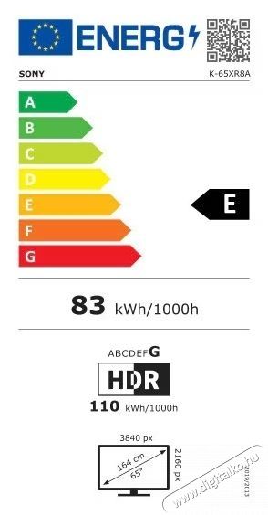 SONY BRAVIA 8 OLED 65XR8A Telev&iacute;zi&oacute;, 164 cm, Smart Google TV, 4K Ultra HD, 100 Hz, E energiaoszt&aacute;ly Telev&iacute;zi&oacute;k - OLED telev&iacute;zi&oacute; - UHD 4K felbont&aacute;s&uacute; - 535736