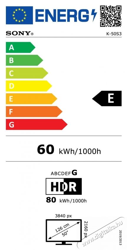 SONY BRAVIA 3 50S39 LED telev&iacute;zi&oacute;, 126 cm, Smart Google TV, 4K Ultra HD, E energiaoszt&aacute;ly (2025-&ouml;s modell) Telev&iacute;zi&oacute;k - LED telev&iacute;zi&oacute; - UHD 4K felbont&aacute;s&uacute; - 535738