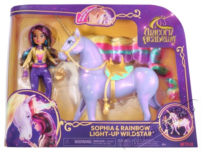 SPIN MASTER Unicorn Academy Wildstar vil&aacute;g&iacute;t&oacute; unikornis (28 cm) + Sophia baba (24 cm) H&aacute;ztart&aacute;s / Otthon / K&uuml;lt&eacute;r - J&aacute;t&eacute;k / Sport - J&aacute;t&eacute;kfigura - 532230