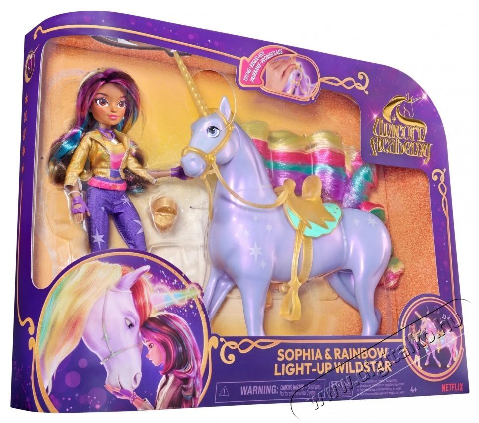 SPIN MASTER Unicorn Academy Wildstar vil&aacute;g&iacute;t&oacute; unikornis (28 cm) + Sophia baba (24 cm) H&aacute;ztart&aacute;s / Otthon / K&uuml;lt&eacute;r - J&aacute;t&eacute;k / Sport - J&aacute;t&eacute;kfigura - 532230