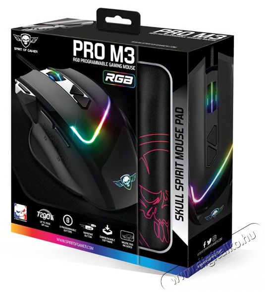 SPIRIT OF GAMER PRO-M3 RGB 7200DPI fekete gamer eg&eacute;r + eg&eacute;rpad Iroda &eacute;s sz&aacute;m&iacute;t&aacute;stechnika - Eg&eacute;r - Vezet&eacute;kes eg&eacute;r - 455300