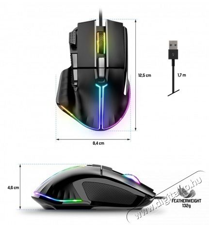 SPIRIT OF GAMER PRO-M5 RGB fekete vezet&eacute;kes gamer eg&eacute;r Iroda &eacute;s sz&aacute;m&iacute;t&aacute;stechnika - Eg&eacute;r - Vezet&eacute;kes eg&eacute;r - 464252