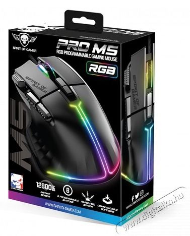 SPIRIT OF GAMER PRO-M5 RGB fekete vezet&eacute;kes gamer eg&eacute;r Iroda &eacute;s sz&aacute;m&iacute;t&aacute;stechnika - Eg&eacute;r - Vezet&eacute;kes eg&eacute;r - 464252
