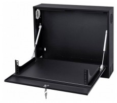 Stalflex CR19-2U-130-B 19" 2U 130mm mély fekete fém ajtós fali rack szekrény Újdonságok - Új termékek - 390651