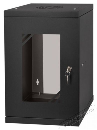 Stalflex RC10-9U-300GB 10" 9U 300 mm mély lapra szerelt fekete üveg ajtós fali rack szekrény Háztartás / Otthon / Kültér - Egyéb háztartási termék - 390654