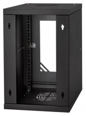 Stalflex RC10-9U-300GB 10" 9U 300 mm mély lapra szerelt fekete üveg ajtós fali rack szekrény Háztartás / Otthon / Kültér - Egyéb háztartási termék - 390654