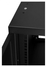 Stalflex RC19-9U-450GB 19" 9U 450 mm mély lapra szerelt fekete üveg ajtós fali rack szekrény Újdonságok - Új termékek - 390614