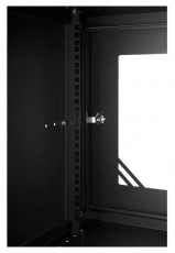 Stalflex RC19-9U-450GB 19" 9U 450 mm mély lapra szerelt fekete üveg ajtós fali rack szekrény Újdonságok - Új termékek - 390614