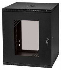 Stalflex RC19-12U-450GB 19" 12U 450 mm mély lapra szerelt fekete üveg ajtós fali rack szekrény Iroda és számítástechnika - Hálózat - Hálózati kiegészítő - 395956