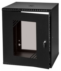 Stalflex RC19-12U-450GB 19" 12U 450 mm mély lapra szerelt fekete üveg ajtós fali rack szekrény Iroda és számítástechnika - Hálózat - Hálózati kiegészítő - 395956