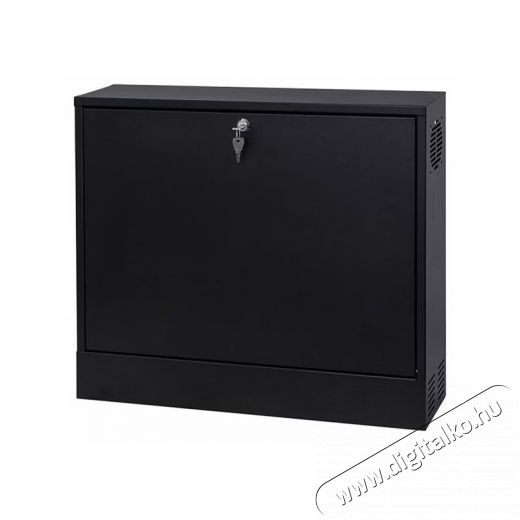 Stalflex CR19-2U-130-B 19" 2U 130mm mély fekete fém ajtós fali rack szekrény Újdonságok - Új termékek - 390651