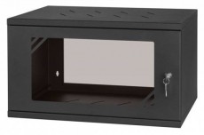 Stalflex RC19-6U-350GB 19" 6U 350 mm mély lapraszerelt fekete üveg ajtós fali rack szekrény Iroda és számítástechnika - Egyéb számítástechnikai termék - 420629