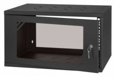 Stalflex RC19-6U-350GB 19" 6U 350 mm mély lapraszerelt fekete üveg ajtós fali rack szekrény Iroda és számítástechnika - Egyéb számítástechnikai termék - 420629