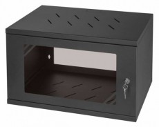 Stalflex RC19-6U-350GB 19" 6U 350 mm mély lapraszerelt fekete üveg ajtós fali rack szekrény Iroda és számítástechnika - Egyéb számítástechnikai termék - 420629