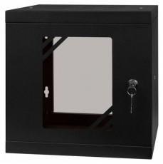 Stalflex RC10-6U-300GB 10" 6U 300 mm mély lapraszerelt fekete üveg ajtós fali rack szekrény Iroda és számítástechnika - Hálózat - Hálózati kiegészítő - 435681