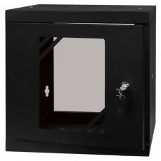 Stalflex RC10-6U-300GB 10" 6U 300 mm mély lapraszerelt fekete üveg ajtós fali rack szekrény Iroda és számítástechnika - Hálózat - Hálózati kiegészítő - 435681